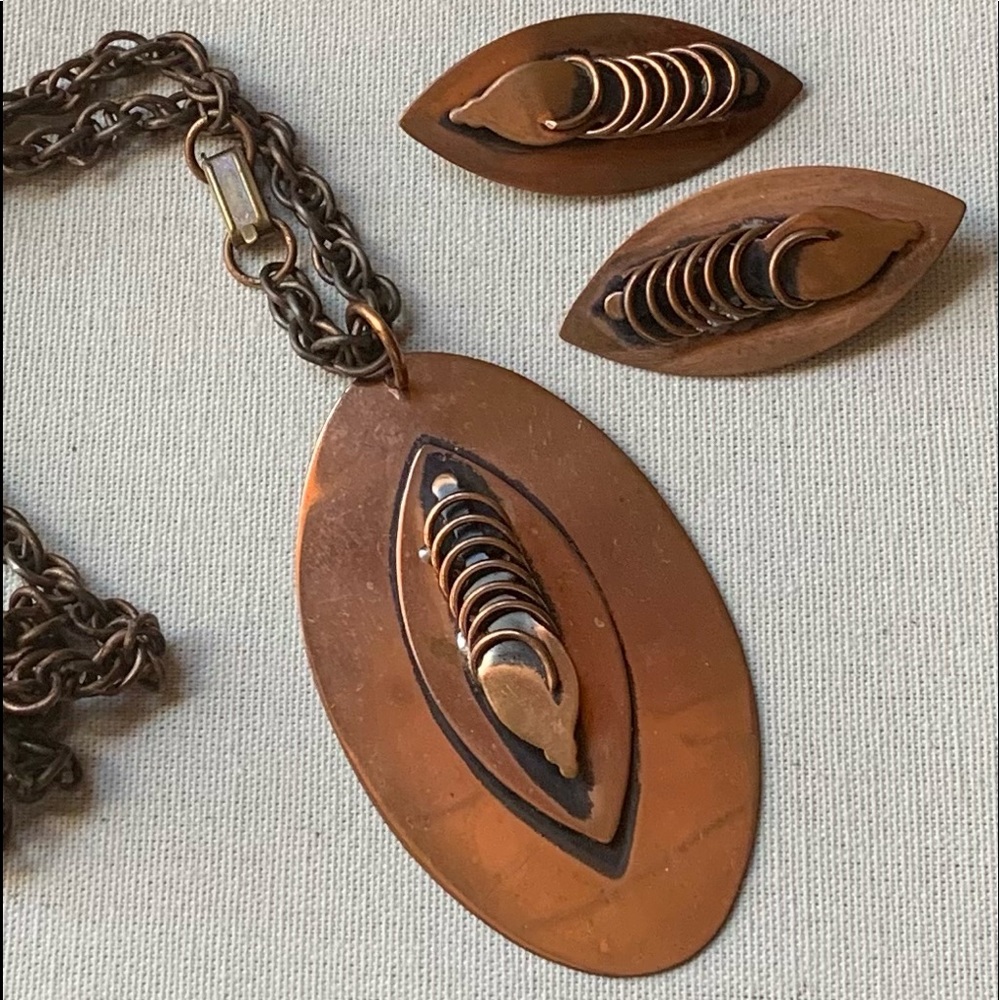 Vintage Copper Modernist Abstract Minimalist Set
